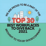 Good Company Top 30 Best Workplaces to Give Back 2021.