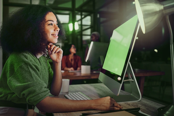 person looking at a computer screen